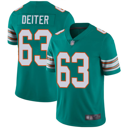 Nike Miami Dolphins 63 Michael Deiter Aqua Green Alternate Men Stitched NFL Vapor Untouchable Limited Jersey